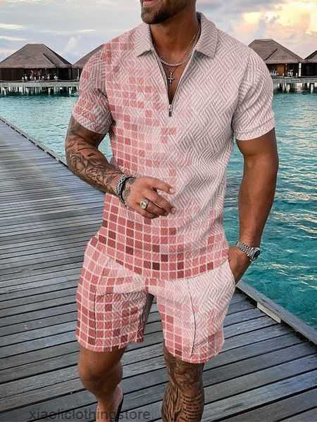 

Man Print short Sleeve Shirt Loose Suit Tracksuits For men Summer Hawaii Outfits Sets Two Piece Top and Shorts Set sweatshirt EUER, 19