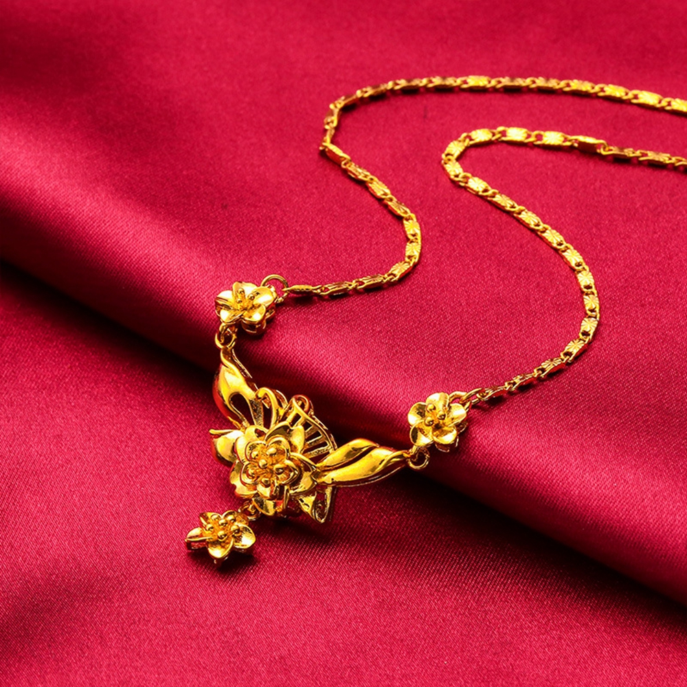 

Pretty Flower Shaped Women Pendant Chain 18k Yellow Gold Filled Classic Elegant Wedding Party Jewelry Gift