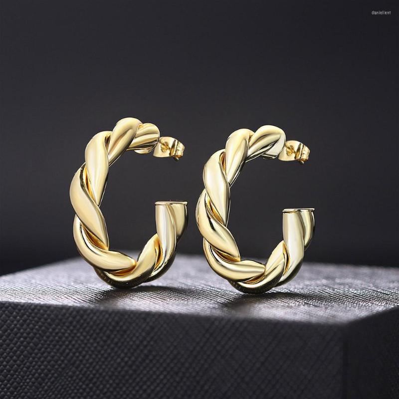 

Hoop Earrings Gold Color Twisted For Women C Shaped Big Earings Punk Accessories Minimalist Fashion Trendy Thick Jewelry