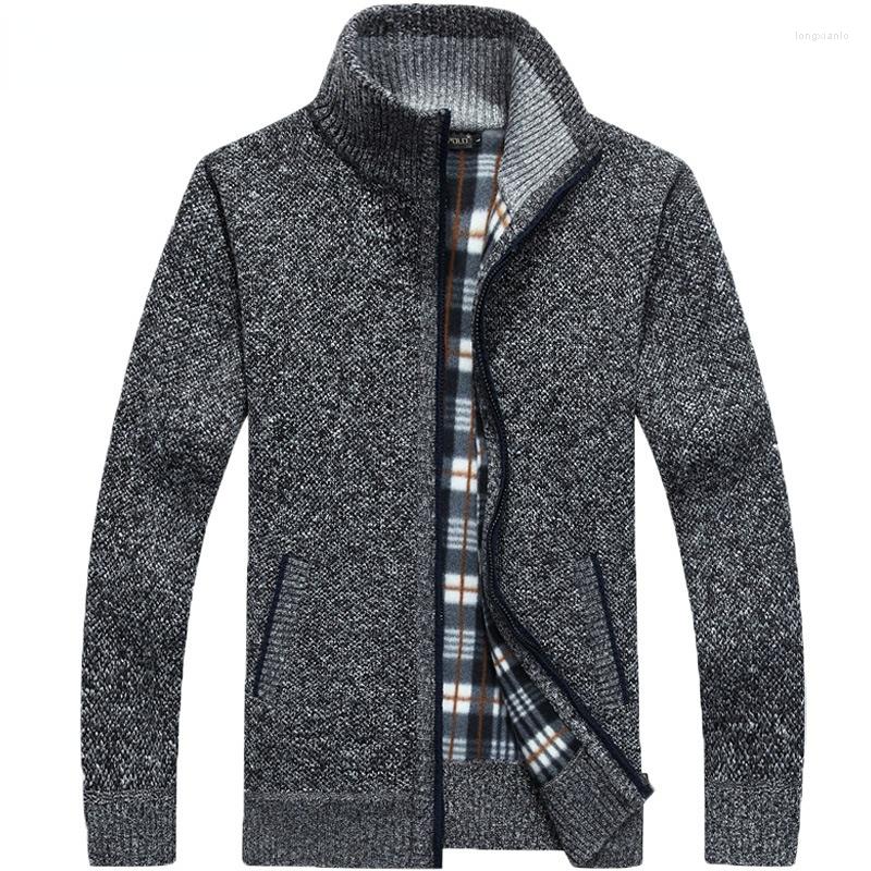 

Men's Sweaters 2023 Autumn Winter Men's Sweater Coat Faux Fur Wool Jackets Men Zipper Knitted Thick Warm Casual Knitwear Cardigan, Black