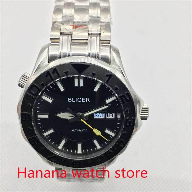 

Wristwatches 41mm Polished Automatic Men's Waterproof Watch Stainless Steel Bracelet NH36A Movement Sapphire Black DialWristwatches, No logo