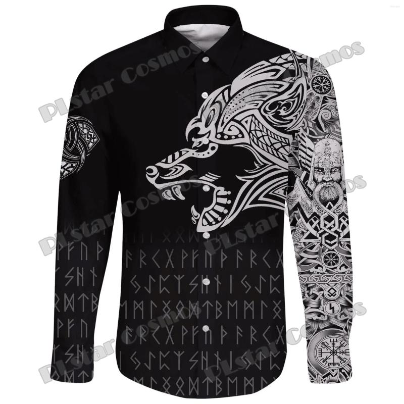 

Men' Casual Shirts Viking Style Fenrir Tatoo & Paisley Bandana 3D Printed Men' Long Sleeve Button Shirt Autumn Unisex Harajuku, Long sleeve shirt