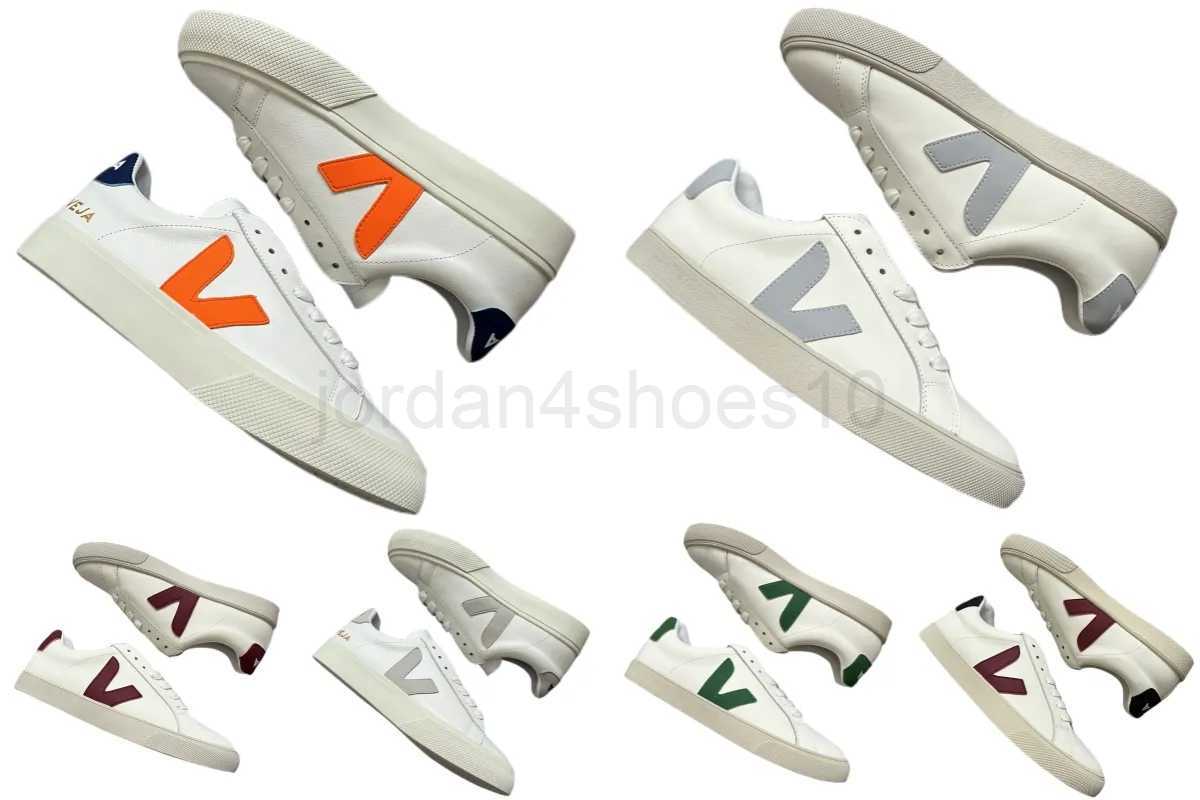 

Luxury Designer Women VEJA Shoes Men VA Word Leather White shoe Stitching Brown Lace Up Sneaker Leathers Lining Rubber Sole Black Orange Shoe Tail with Box Size 35-45 5.0