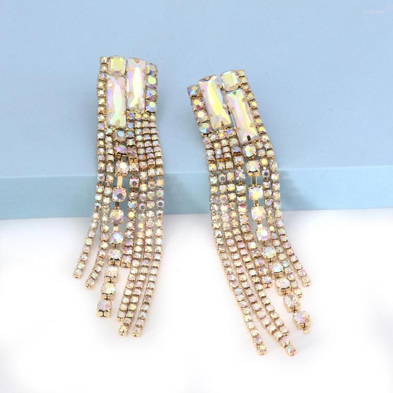 

Dangle Earrings Long Colorful Rhinestone Tassel Sparkle Drop Trendy Jewelry Accessories For Women Gift