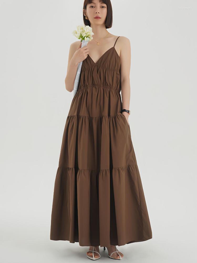 

Casual Dresses HOUZHOU Elegant Loose Long Dress Women Sexy Summer White Slip Holiday Korean Fashion Backless Bandage Sundress