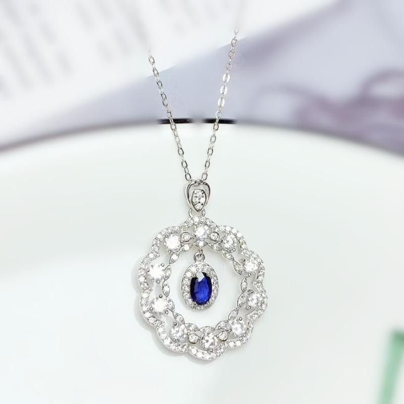 

Lockets Per Jewelry Natural Real Sapphire Luxury Style Necklace Pendant 0.6ct Gemstone 925 Sterling Silver T2052918