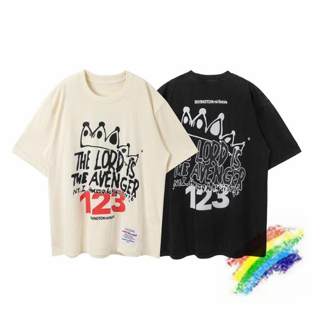 

Washed Print Short Sleeve T Shirt Men Women Quality T-shirts Casual Tops Tee