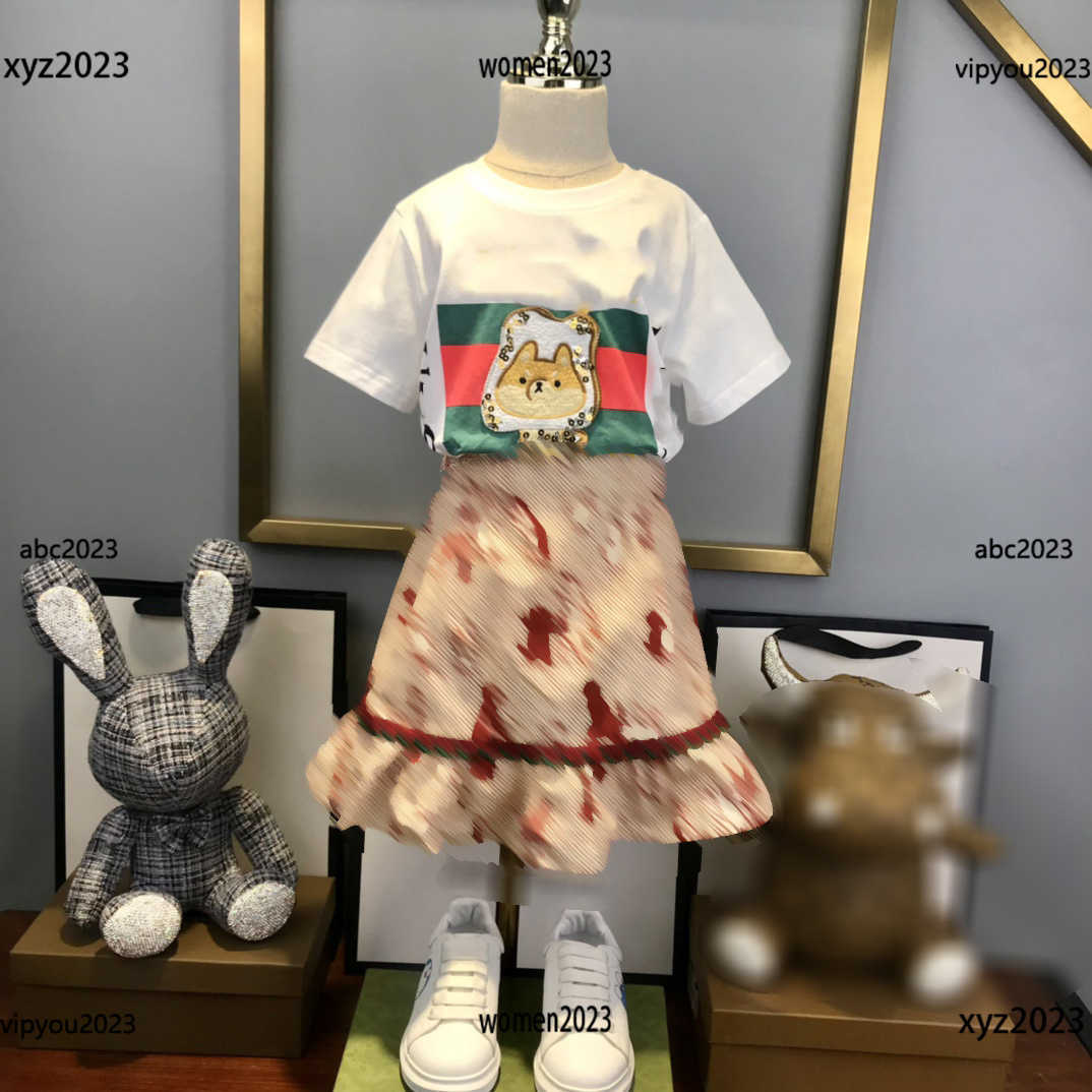 

Tracksuits designer kids Set girl Dress Size -160 CM Fashion round neck cat print T-shirt and lace skirt new arrival May10, #1