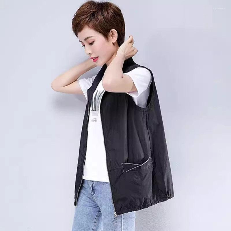 

Women's Vests Women's Spring/Summer Sunscreen Clothes Vest 2023 Middle Aged Mom's Loose Thin Style Waistcoat Outerwear Trend Tops, Pink