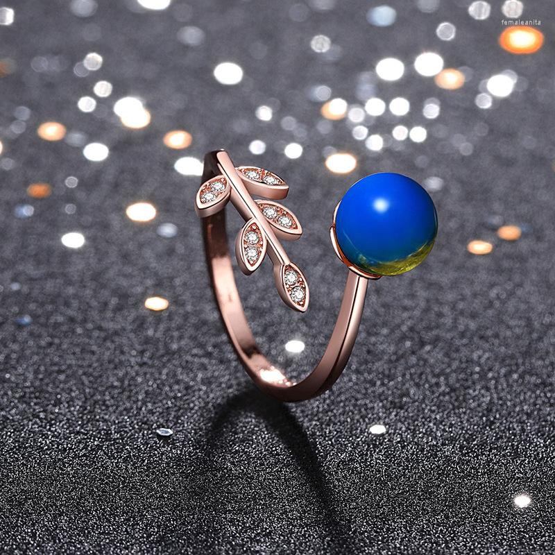 

Cluster Rings Blue Amber Leaf Lanpo Accessories 925 Silver Adjustable Ring Jewelry Natural Zircon Gifts Amulet Amulets Luxury Vintage