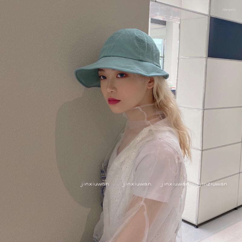 

Berets Japanese Fisherman Caps Female Summer All-match Sun Bucket Hat Sunscreen Big Brim Hats Sombreros De Mujer, Blue