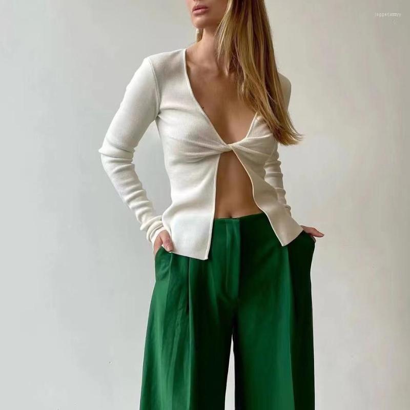 

Women's T Shirts Wool Blended Women Sexy Knit Sweater V Neck Knot Thick Soft Knitted Top, Black