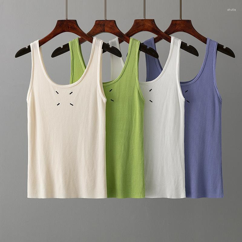 

Women's Tanks 2023 Spring And Summer Hundred Take On The Outside Of Camisole Undershirt Female Tops Slim Bottoming Knitted Shirt, Black