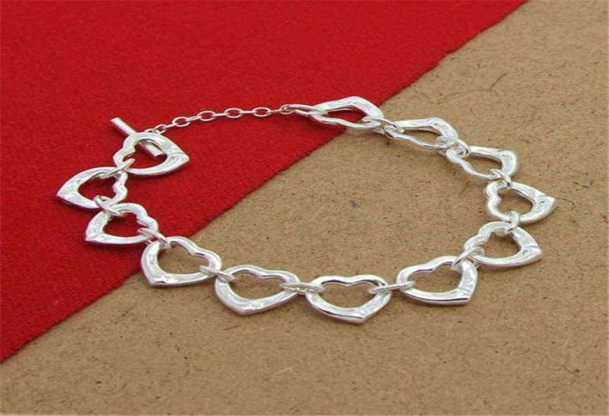 

High Quality 925 Sterling Silver Bracelet Cute Heart Chain for Woman Party Charm Jewelry Gift7405025