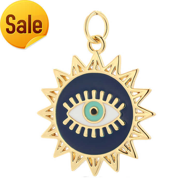 

Custom Gold Charm Women Fashion Necklace Blue Eye Bracelet Charm Pendant Amulet Lock Coin Designer Charm for DIY Earrings