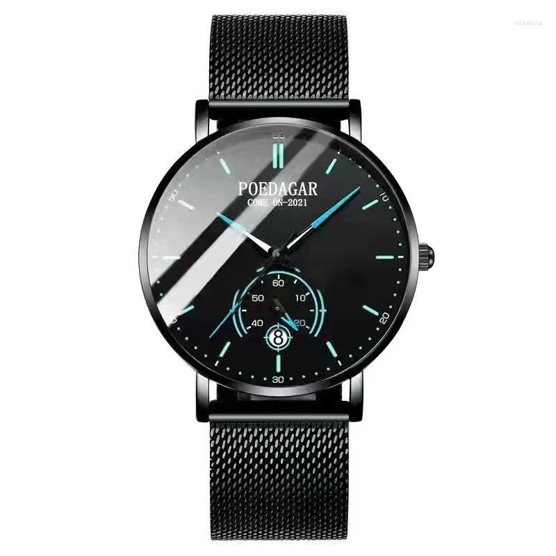 

Wristwatches Fashion Business Mens Watches Ultra Thin Quartz Watch Men Casual Slim Mesh Steel Waterproof Sport Black Relogio Masculino