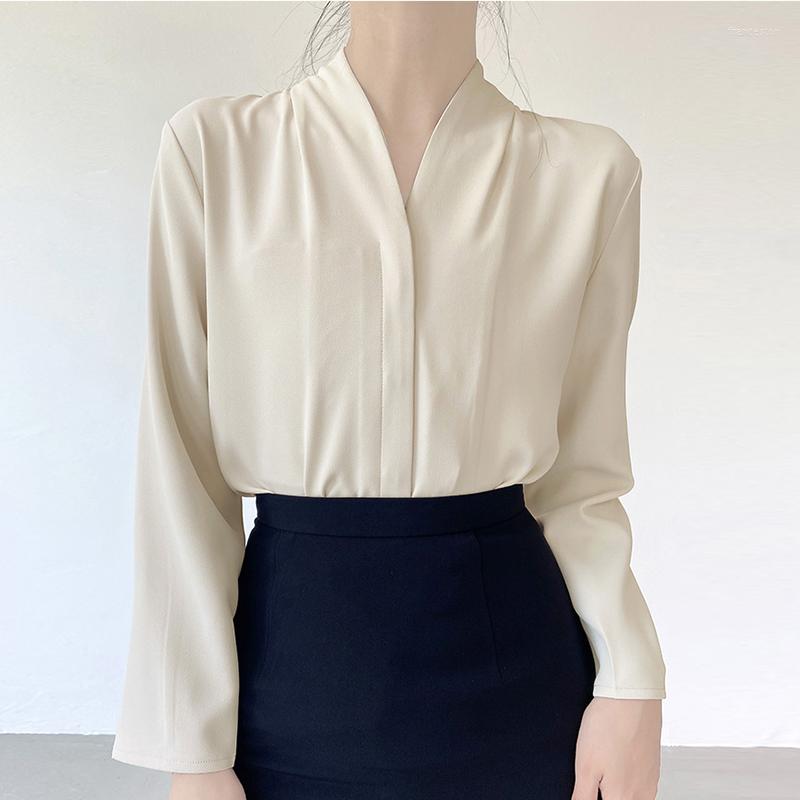 

Women' Blouses Elegant Short Bottoming Shirts Office Lady Chiffon 2023 Spring Summer Womans Blouse Tops Blusa Mujer, White