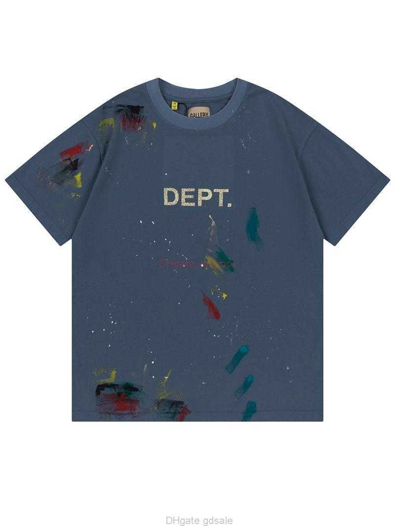 

Designer Fashion Clothing Tees Tshirt Galleryes Depts Speckled Ink Handdrawn Graffiti Print American High Street Hole Loose Summer Short Sleeve Tshirt Tops for sal, Picture color