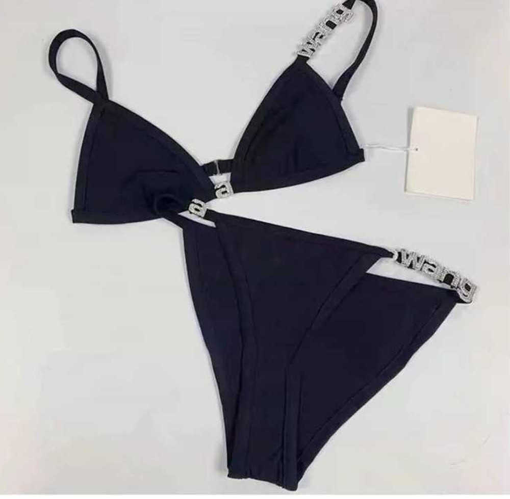 wonmen designer Aw dawangjia 2023 spring and summer new crystal letter decorative wang bikini rimless underwear swimsuit set Fashion classic 38ess s