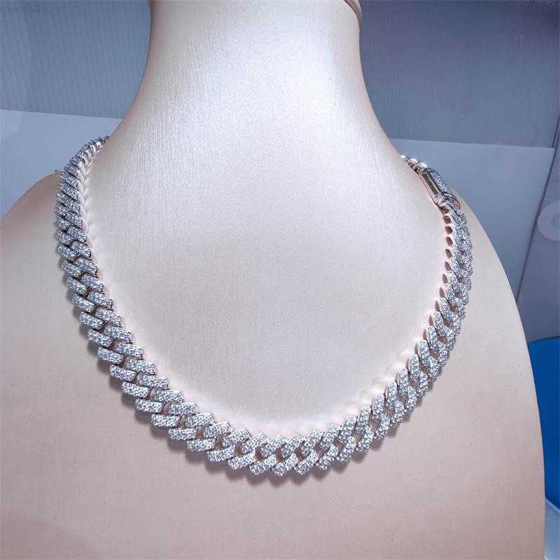 

Super September Selling Hip Hop Jewelry Iced Out Vvs Moissanite Baguette Bracelet Diamond 12mm Mens 925 Silver Cuban Link Chain Necklace