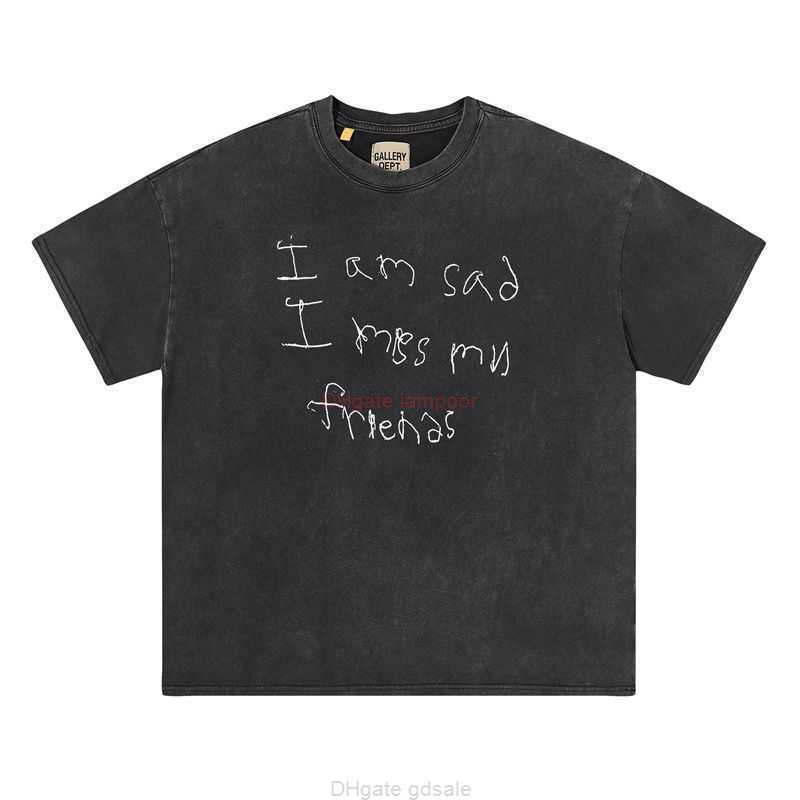 

Designer Fashion Clothing Tees Tshirt Galleryes Depts Washed Old Letter Print Antique High Street Couple Summer Loose Short Sleeve Tshirt Casual Streetwear Tops Ro, Black