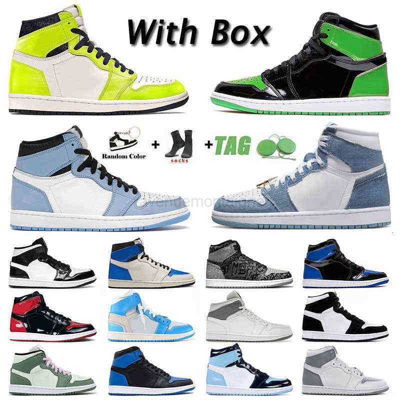 

New Jumpman 1 1s Denim Mens Womens Outdoor Shoes Designer High Og Dark Mocha Cactus Jack Fragment Mid Carbon Fiber Dutch Green, B2 36-46 atomic orange