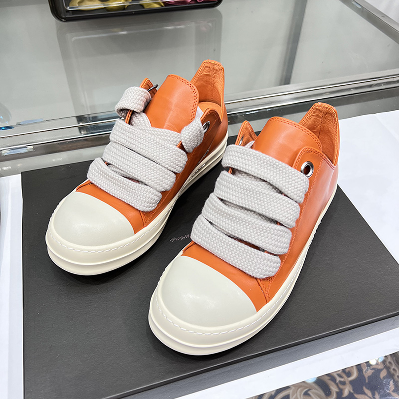 

Round Owens Men Casual Shoes Jumbo Lace Up Low Top Genuine Leather Orange Thick Soles Ro Women Increase Height Grey Luxury Sneakers Big Plus Size