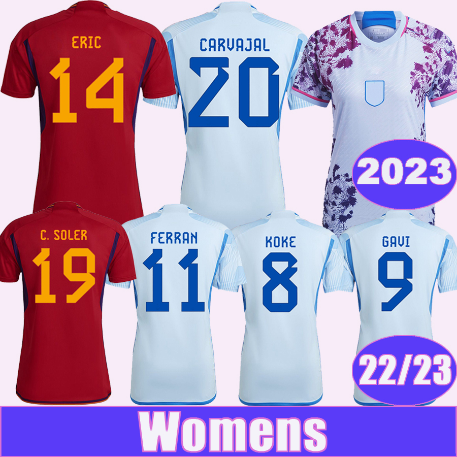 

2023 KOKE GAVI Womens Soccer Jerseys National Team 22 23 ANSU FATI FERRAN ASENSIO OLMO SERGIO CARVAJAL LLORENTE R. Home Away Football Shirt, Nv13577 2023 away no patch
