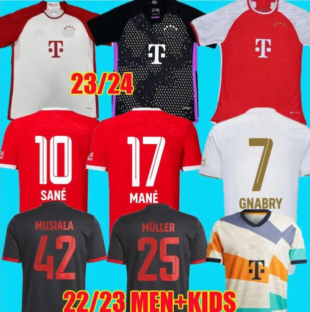 

MANE 22 23 24 BAYERN MUNICH soccer jersey JOAO CANCELO DE LIGT SANE 2023 2024 football shirt MUSIALA GNABRY GORETZKA MULLER men kids kits KIMMICH fans player version, 23 24 white 2