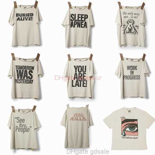 

Designer Fashion Clothing Tees Tshirt Correct Version of Galleryes Depts New Slogan Tear Print American Niche Men Womens Loose Fitting Short Sleeved Tshirt Tops for, Cement apricot you are late