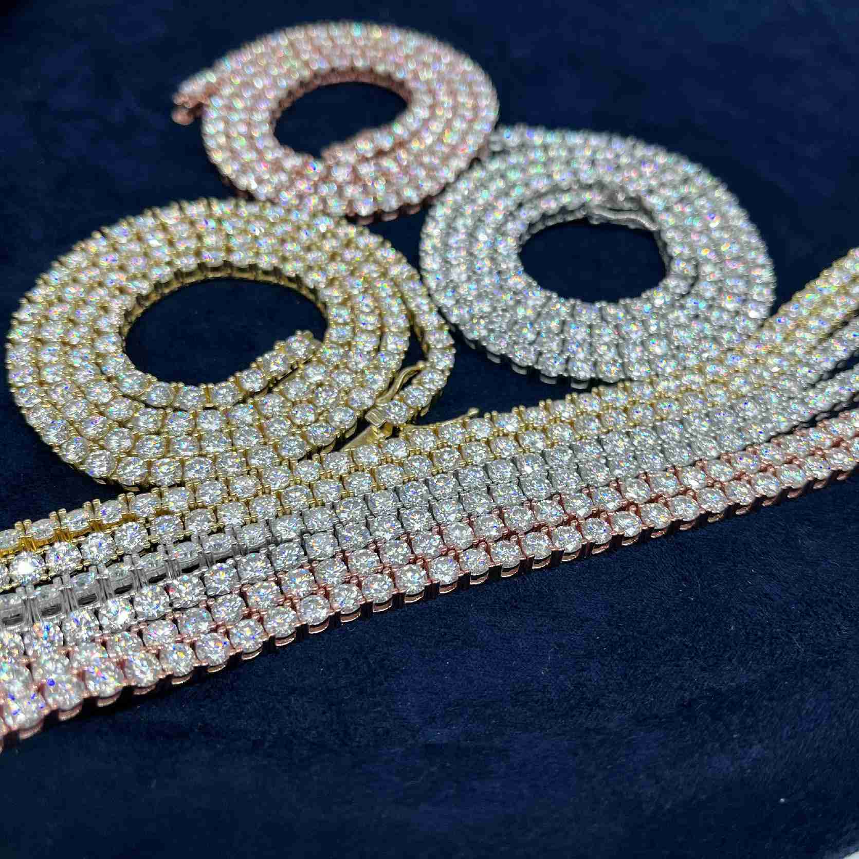 

Hip Hop Sterling Silver S925 Moissanite Vvs 4mm Tennis Necklace Moissanite Tennis Chain for Men Women