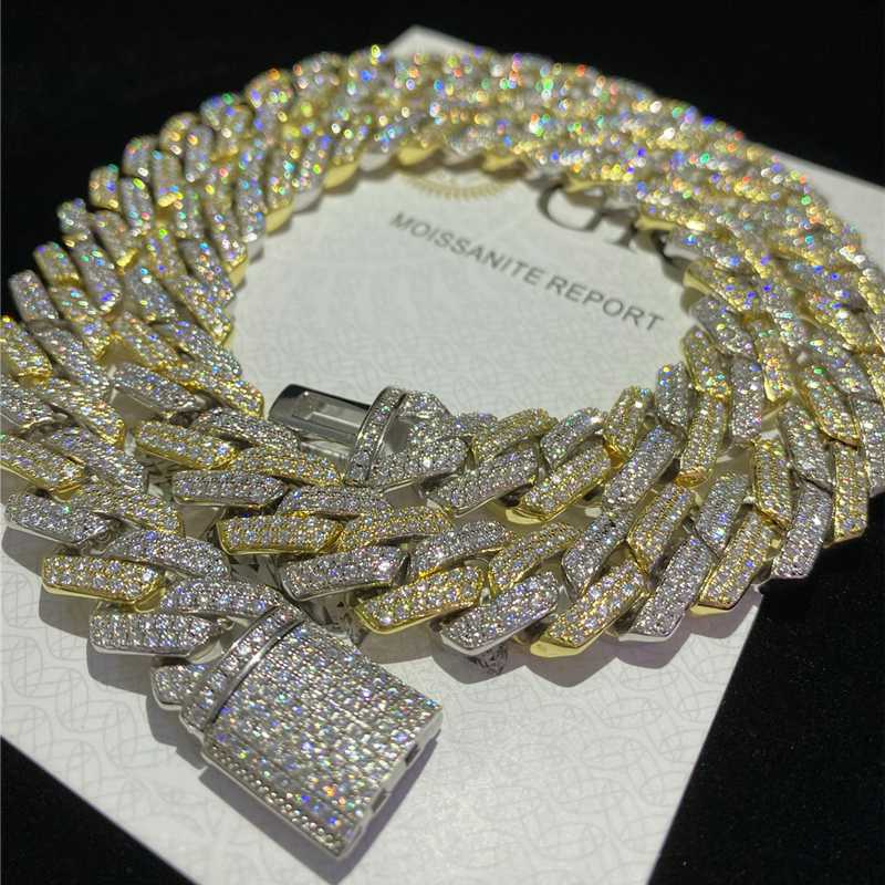 

Wholesale Iced Out Hip Hop Jewelry Moissanite Diamond Chain Cuban Necklace Vvs Moissanite S925 Miami Cuban Link Chain