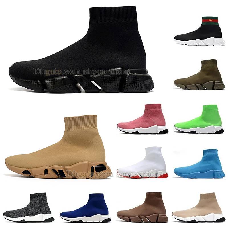 

top quality slip-on socks shoes men women designer sneakers triple black red beige Paris fashion bottom walking platform balencigas speed trainers shoe, M12 36-45