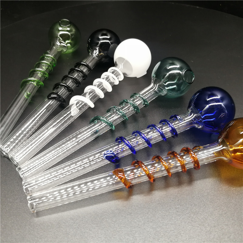 

Professional factory Glass Oil Burner Water Pipe Mini Colorful Glass Hand Pipes Pyrex Oil Burnerwire-wrapped Handle Pyrex Hay oil bowl oil pipe holland glass pipe