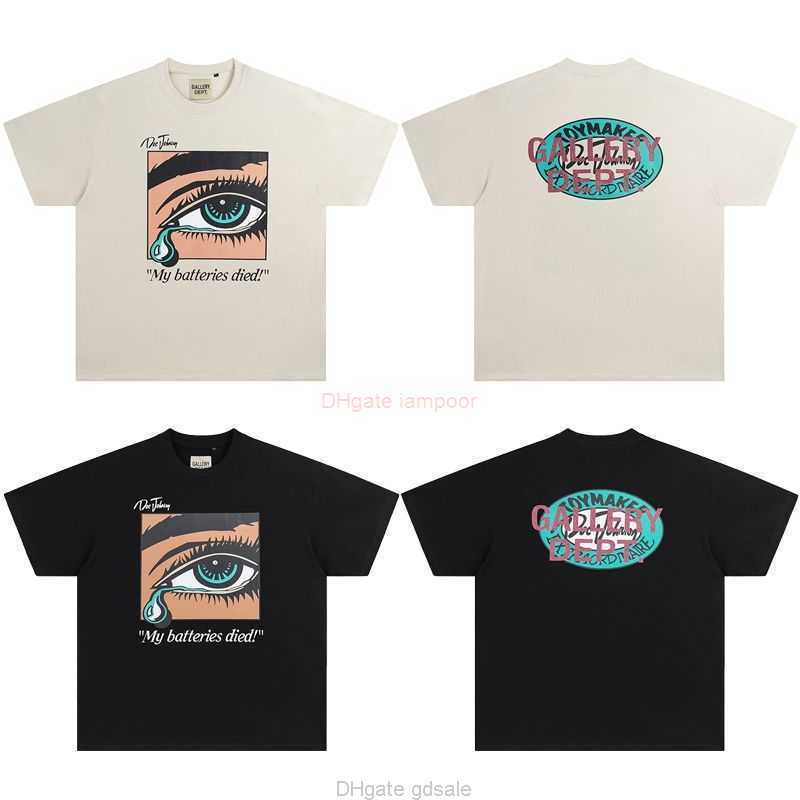 

Designer Fashion Clothing Tees Tshirt Galleryes Depts Tearful Big Eyes Pink Stamped Letter Print Men's Women's Couple Short Sleeve T-shirt Summer Luxury Casual Tops, Black