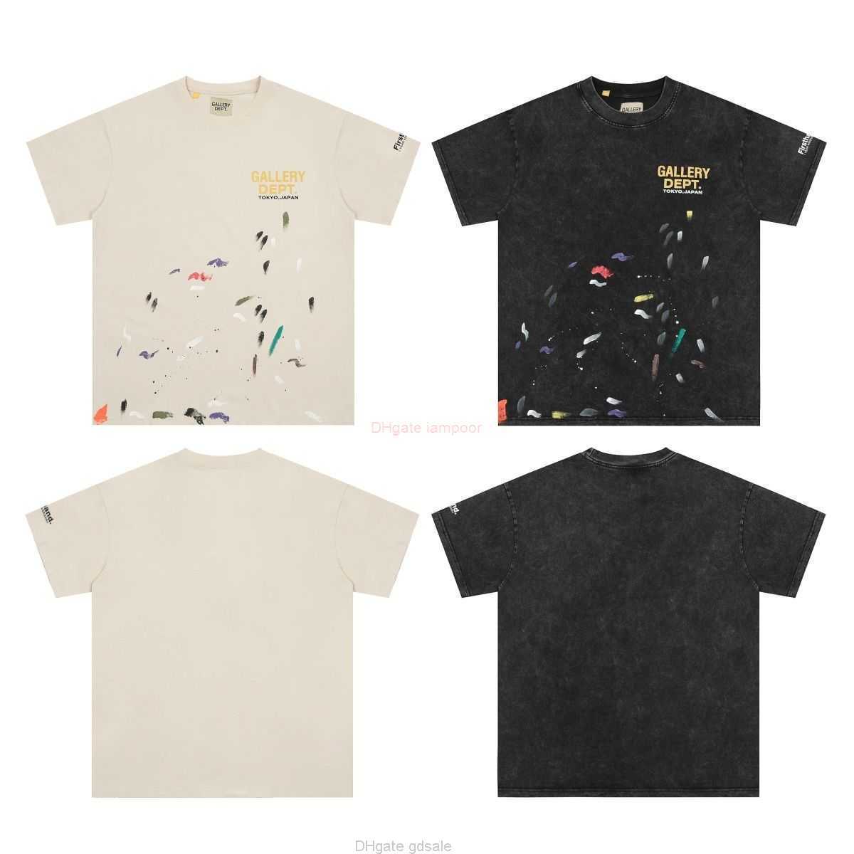 

Designer Fashion Clothing Tees Tshirt Galleryes Depts Made Old Washed Color Handpainted Printed Pure Cotton Short Sleeved Tshirt for Mens High Street Loose Fitting, Apricot