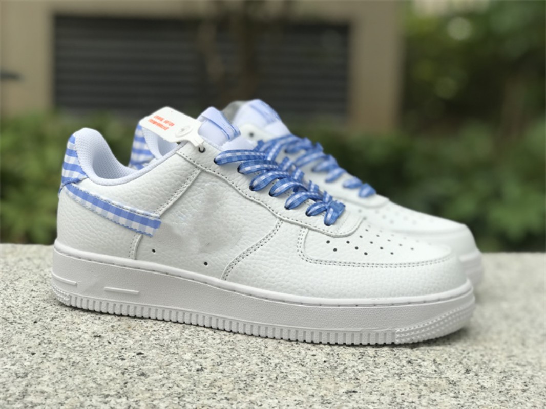 Top Quality Shoes Womens Mens Sneakers 1 BLUE GINGHAM White Skateboard Walking Shoe Outdoor Sports GYM Trainers With Original Box Fast Delivery