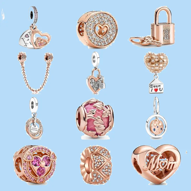 

925 sterling silver charms for pandora jewelry beads DIY Pendant women Bracelets beads Entwined Infinite Hearts Double Pendant