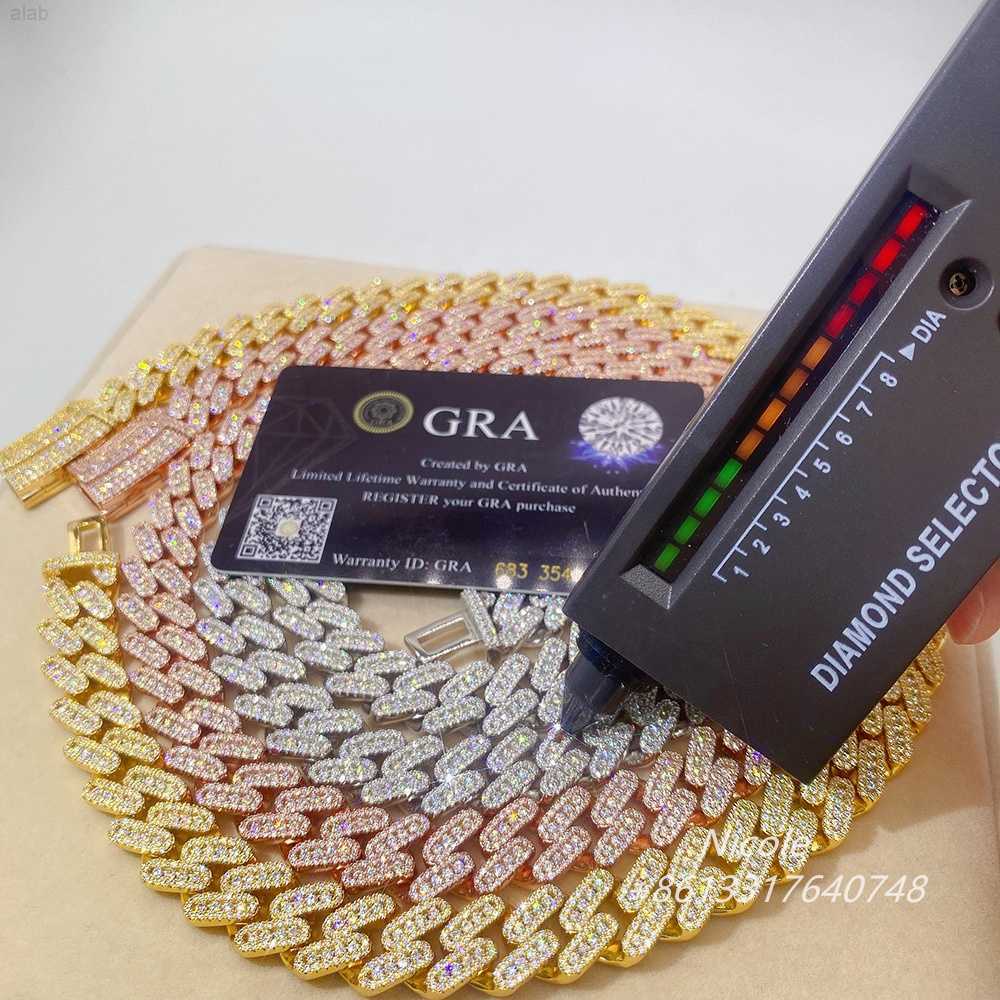 

Pass Diamond Tester Bling Hip Hop Mens Iced Out Diamond Miami 18mm Moissanite Cuban Link Chain Necklace