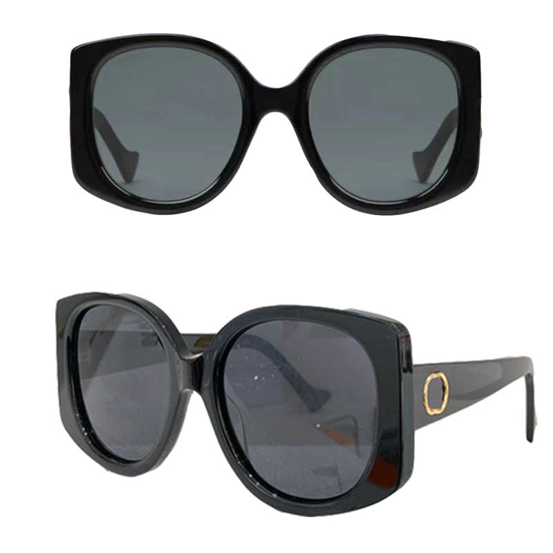

Summer New 1257 Womens Oversized round Sunglasses Shiny Acetate Frame with Gold toned Interlocking G Designer Lady Personalized glasses 1257