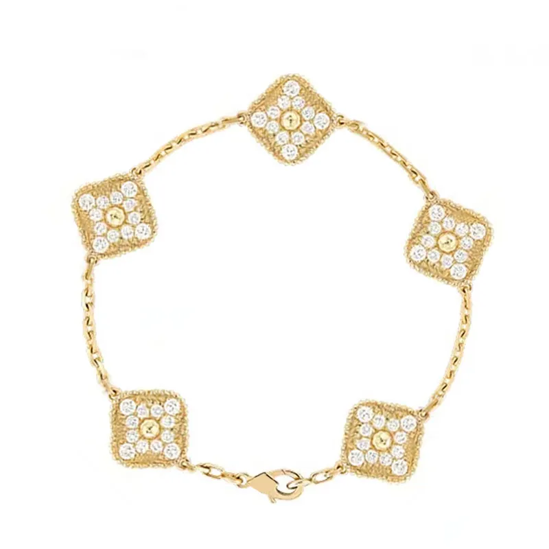 

Full Diamond Four Leaf Grass Bracelet Tennis Chain Four Leaf Flower Bracelet Specially Designed for Women Men's Bracelet 18 Plating Silver Luxury Jewelry Valentine