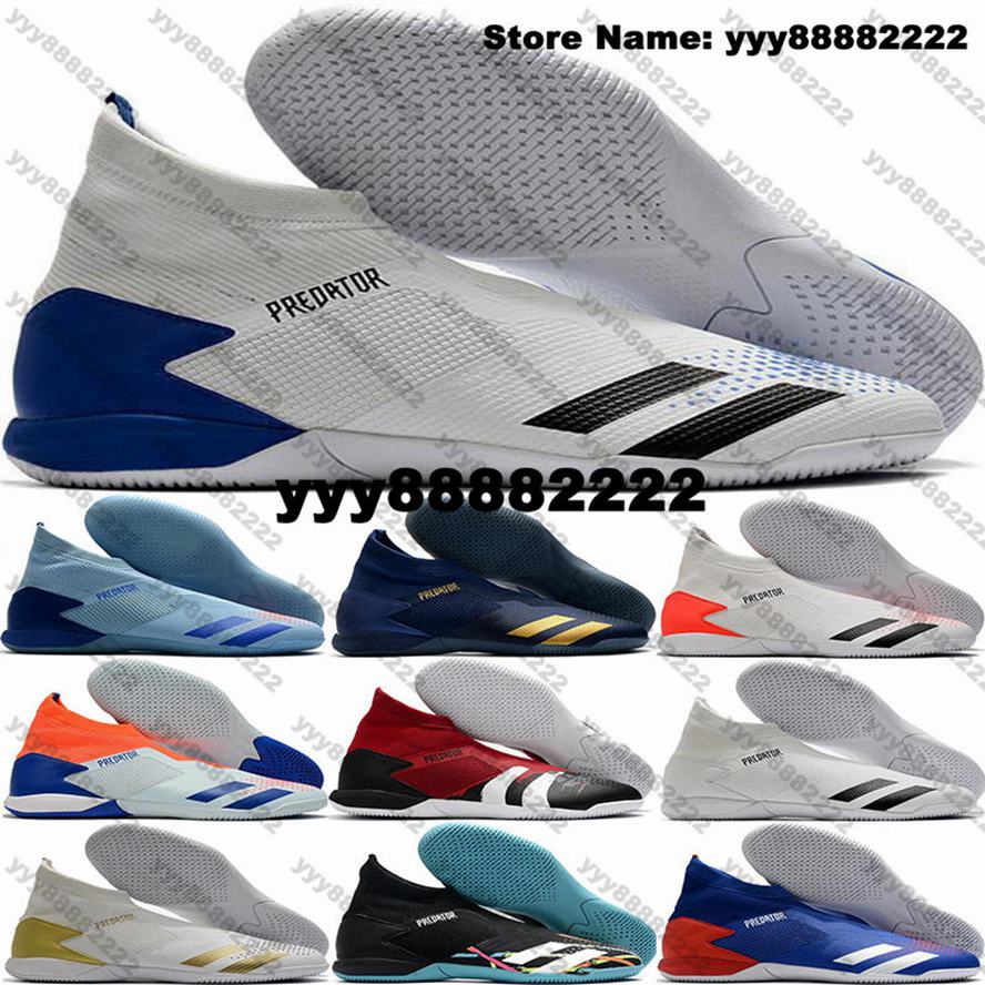 

Mens Soccer Cleats Football Boots Predator Mutator 20 IC IN Soccer Shoes Size 12 Eur 46 Laceless White Us12 Us 12 Indoor Turf Sneakers botas de futbol Soccer Cleat Women, 15