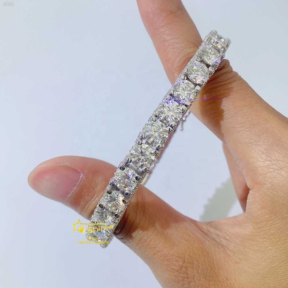 

Hip Hop Jewelry Factory Price Iced Out Gra Vvs Moissanite 6.5mm 18k Gold Plated Tennis Chain Bracelet