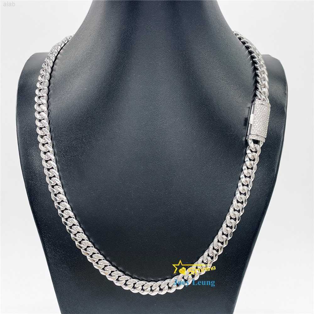 

Mens Necklace 8mm 10mm 12mm 13mm Vvs Moissanite Diamond Clasp Solid 925 Silver Iced Out Miami Cuban Link Chain Hip Hop Jewelry