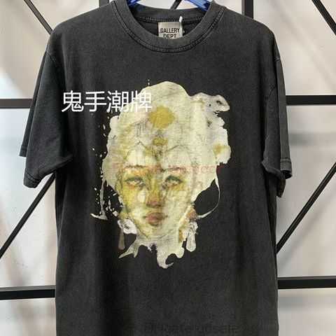 

Designer Fashion Clothing Tees Tshirt Correct High-grade Washing Used Short Sleeve T-shirt Fashion Brand Men's Women's Galleryes Depts Gd Fog Round Neck Short Sleeve, Graphite