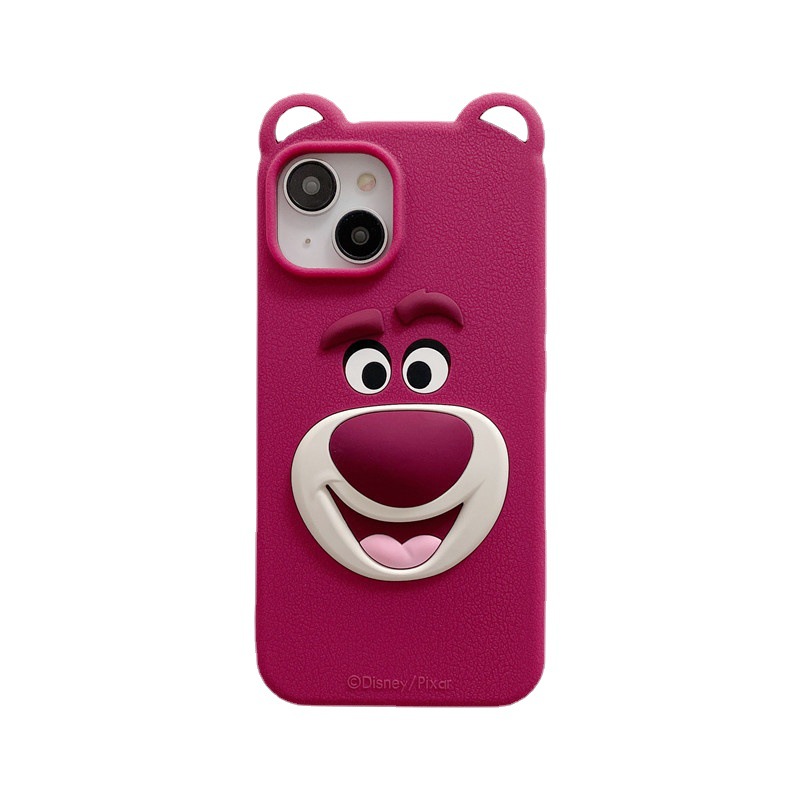 

Suitable for iphone14 phone case Apple 13 strawberry bear silicone three-dimensional Apple 14ProMax phone case cartoon, Freight