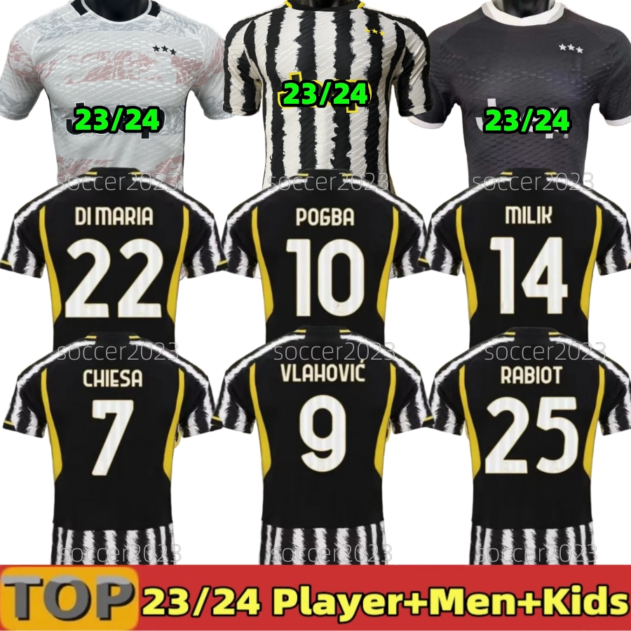 

23 24 VLAHOVIC CHIESA MILIK soccer jerseys juventus 2023 2024 POGBA men kids set BONUCCI football shirts kit DI MARIA uniform Kostic Fagioli Danilo maglie da calcio, 22 23 away aldult serie a