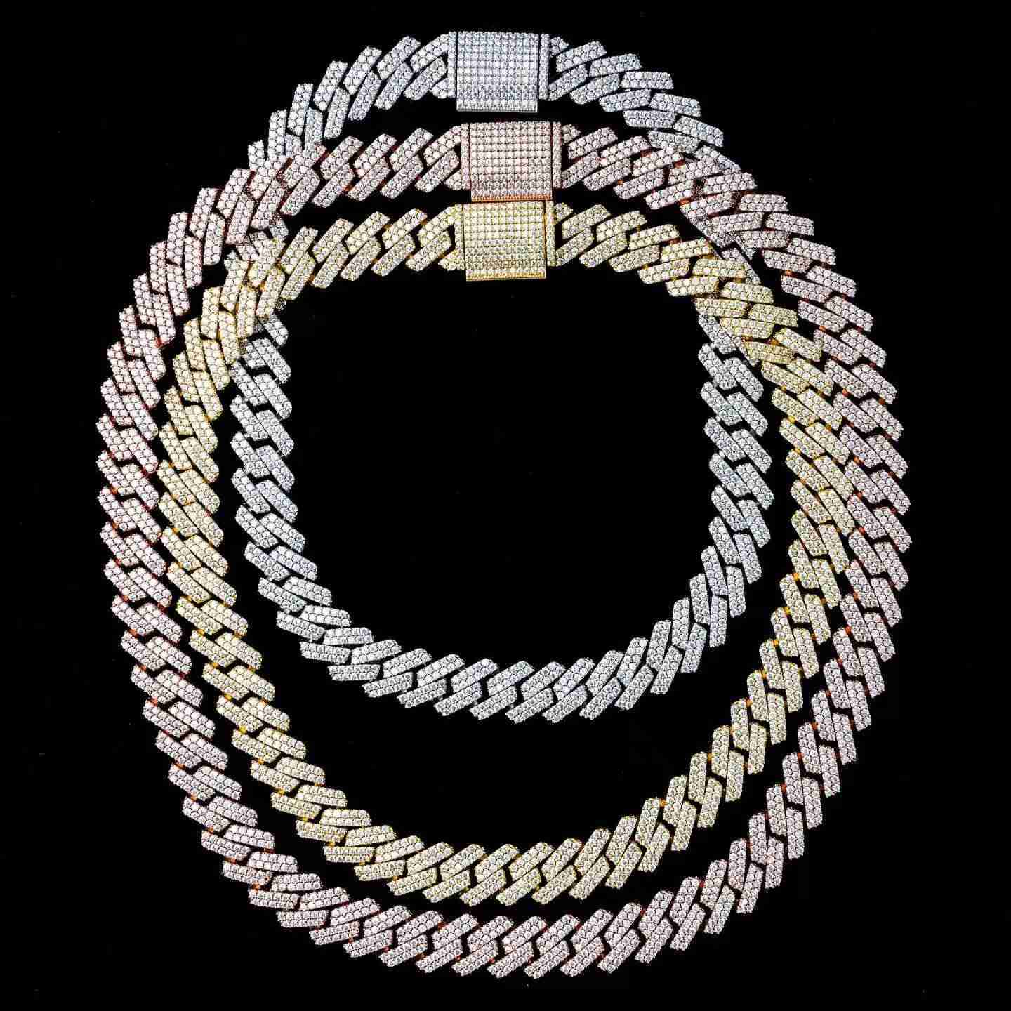 

Miami Hip Hop Iced Out Jewelry Baguette Lab Diamond Cuban Link Chain 925 Sterling Silver Vvs Moissanite for Men