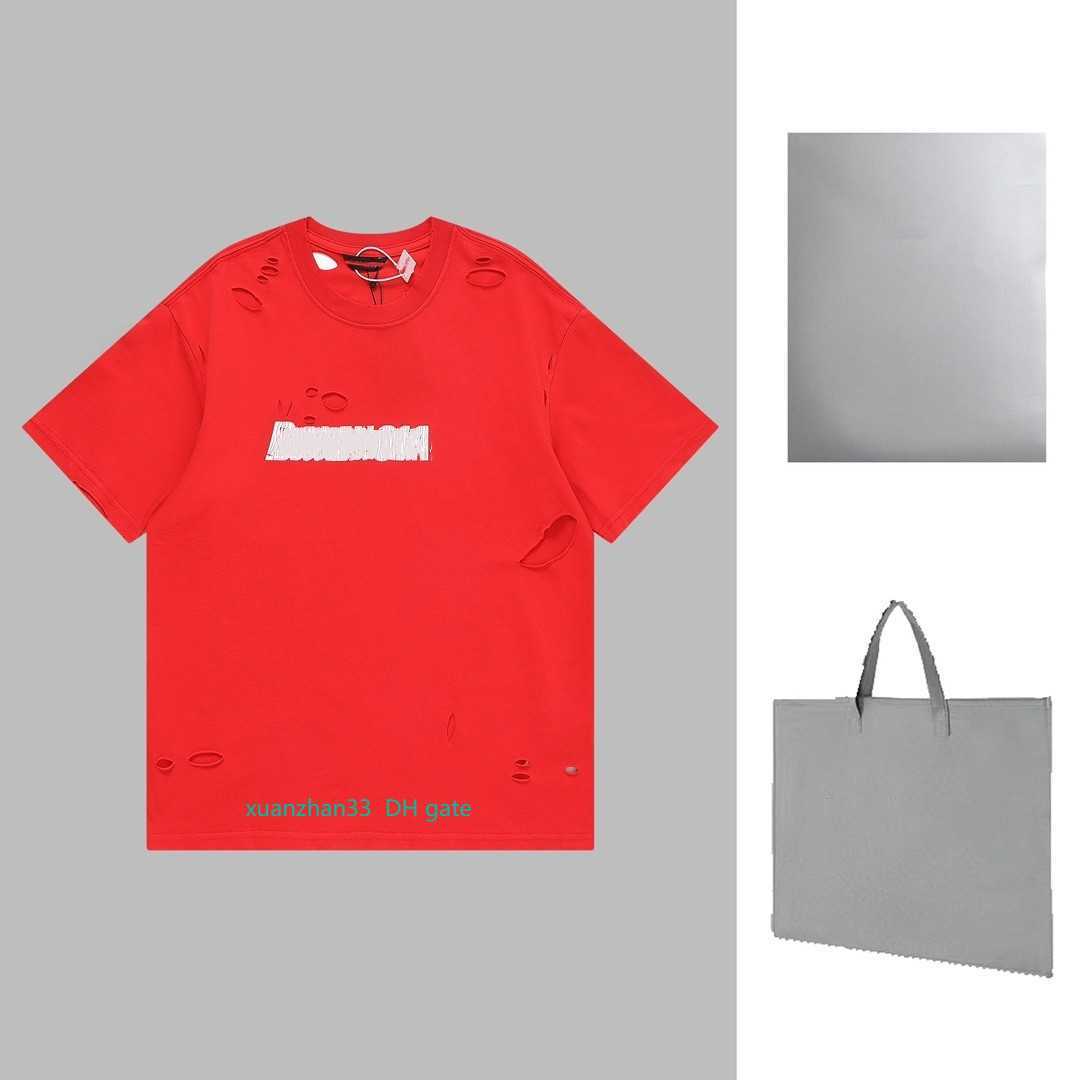 

23SS Summer Designer Men's T-shirt Fashion Luxury Loose Classic Brand Graffiti Digital Print Worn Out Hole Cotton T-shirt Round Neck Drop Shoulder Men's Top, Lightsteelblue