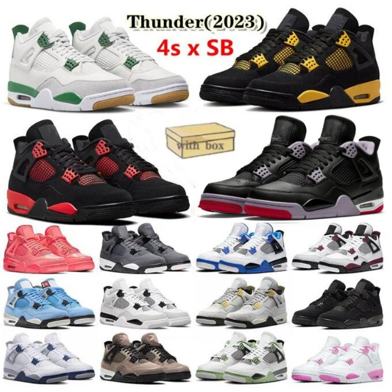 

4 4s Bred reimagined basketball shoes Pine Green Military Black Cat Red Thunder Pine Green Sail University Blue White Oreo Dark Mocha Chicago Banned sneakers